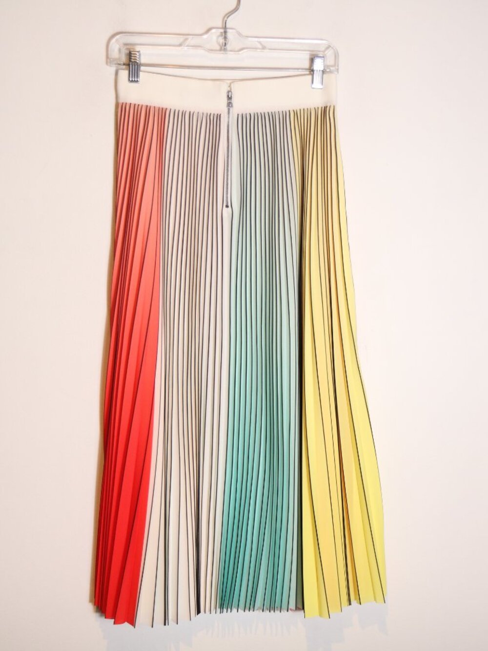 Alice + Olivia Arden Pleated Midi Skirt Womens 4 Multi Color High Rise Preppy - Picture 6 of 7